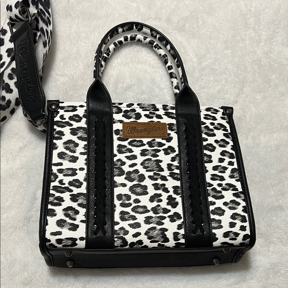 Wrangler Black and White Animal Print Satchel